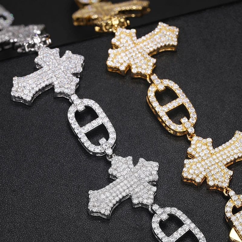 Iced Out Cross Link Bracelet, image 5