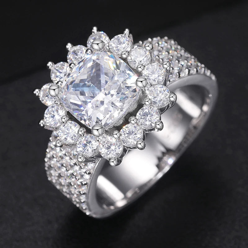 Iced Out Moissanite Flower Ring, image 7