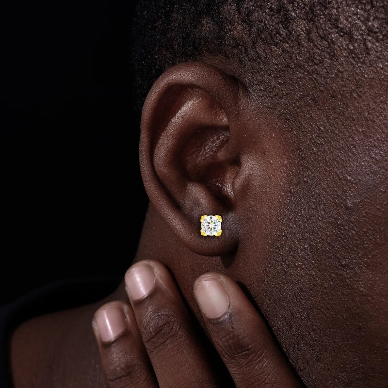 Iced Out Moissanite Iris Prong Stud Earrings for Men, image 7