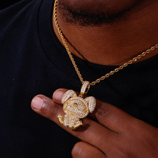 Iced Out Rabbit Pendant Necklace for Men, image 6