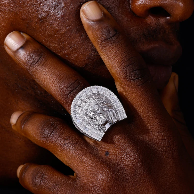 Iced Out Jesus Head Ring for Men, image 8