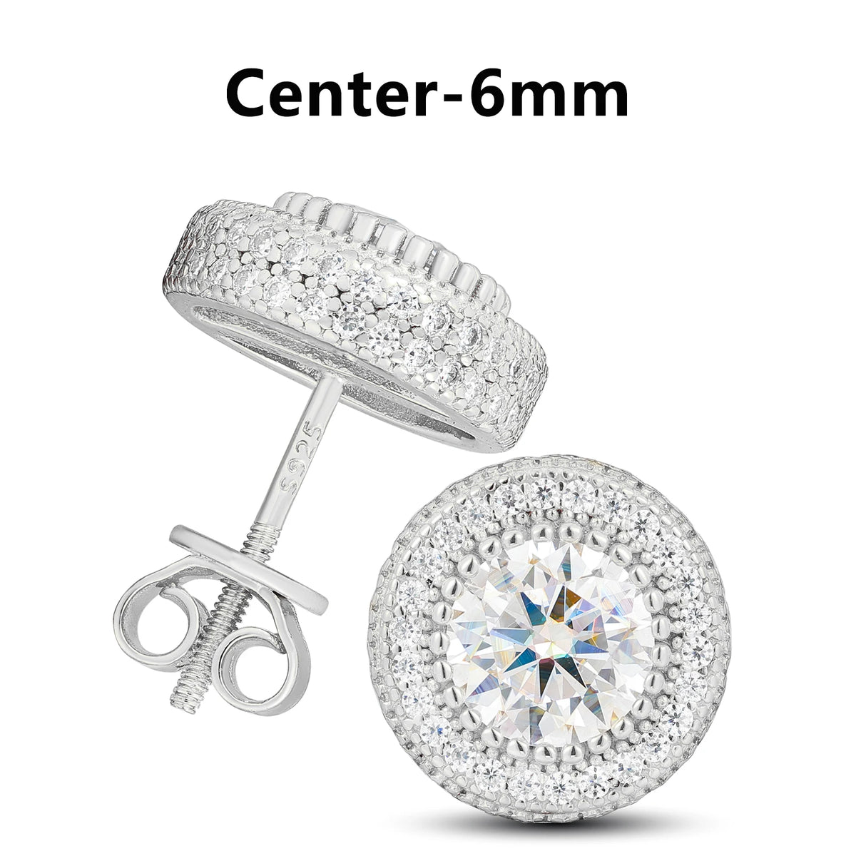 Moissanite Halo and Cluster Stud Earrings for Men, image 28