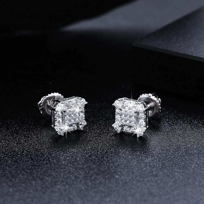 Moissanite Pave Square Stud Earrings, image 6