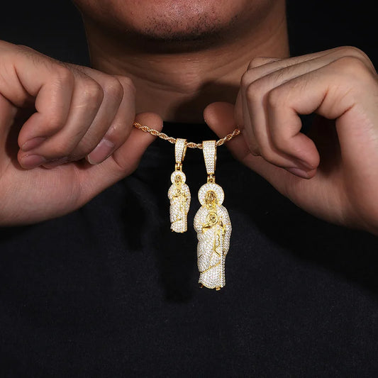 Two Tone Saint Jude Pendant Necklace for Men, image 6