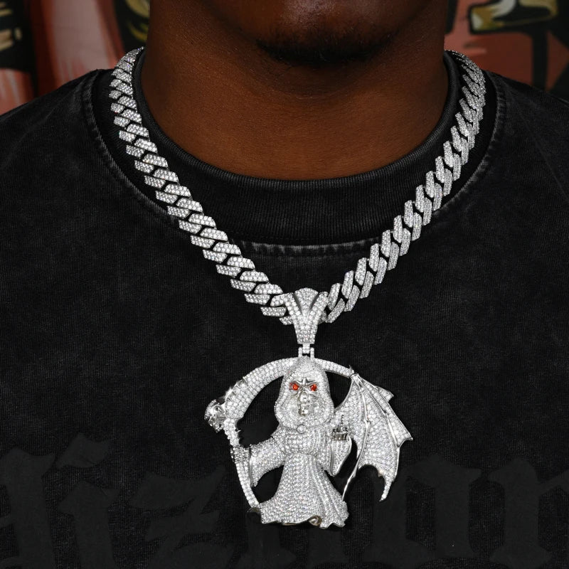 Iced Out Grim Reaper Pendant Necklace for Men, image 6
