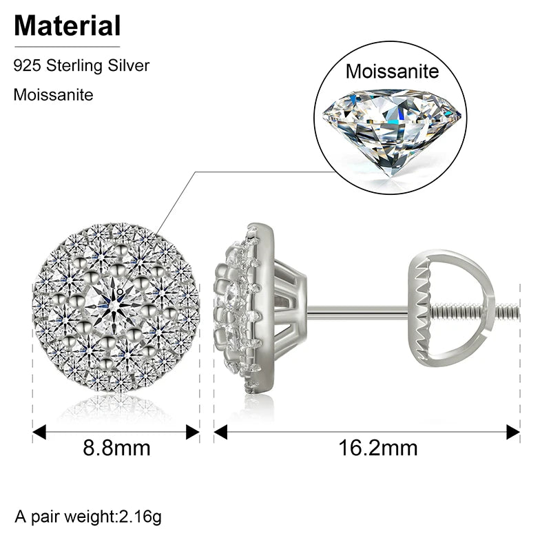 Moissanite Pave Dome and Solitaire Stud Earrings, image 3