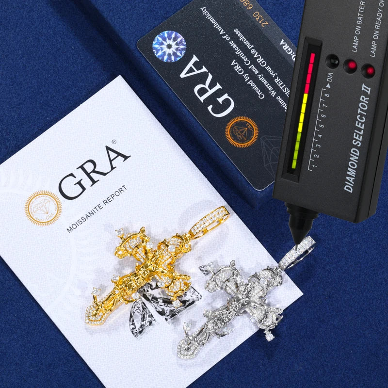 Iced Out Ornate Cross Pendant Necklace, image 4