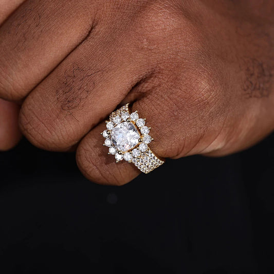 Iced Out Moissanite Flower Ring, image 6