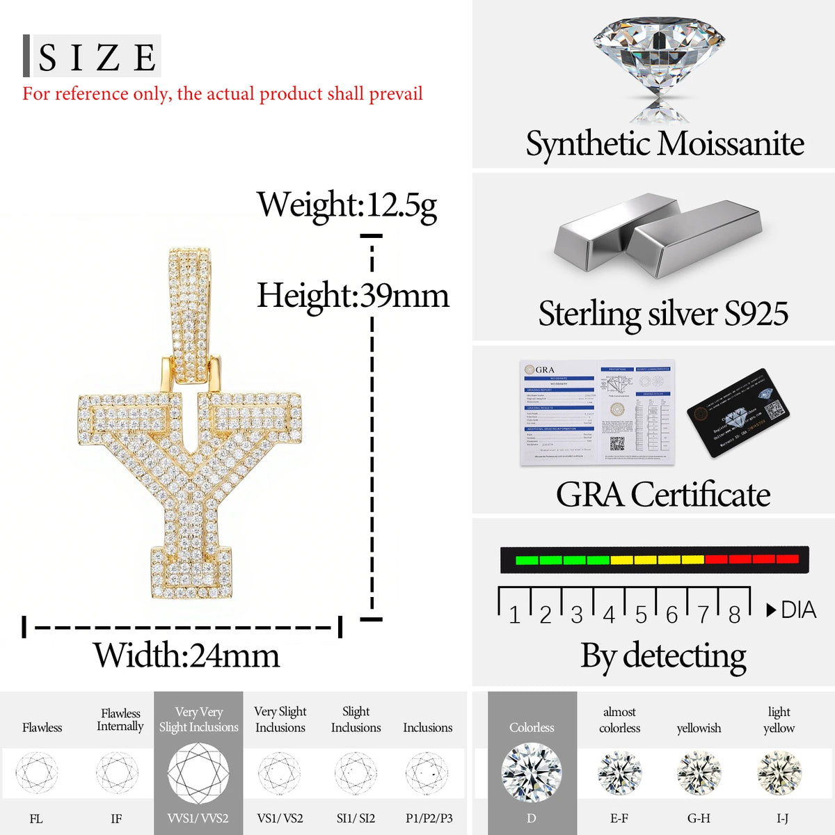 Moissanite Initial Pendant for Men, image 8