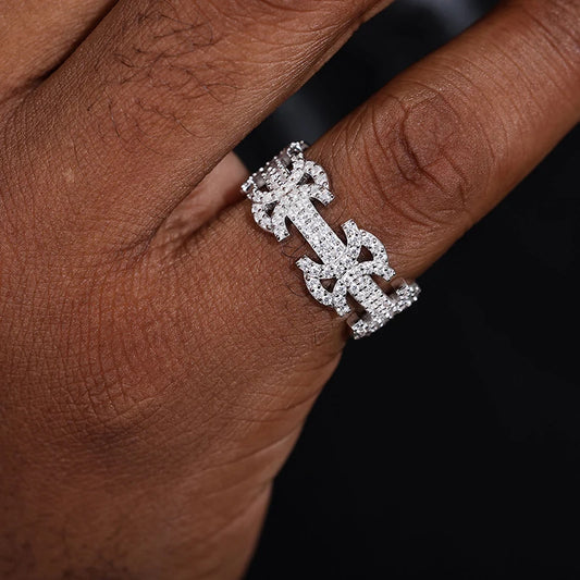 Iced Out Byzantine Pattern Band Ring, image 6