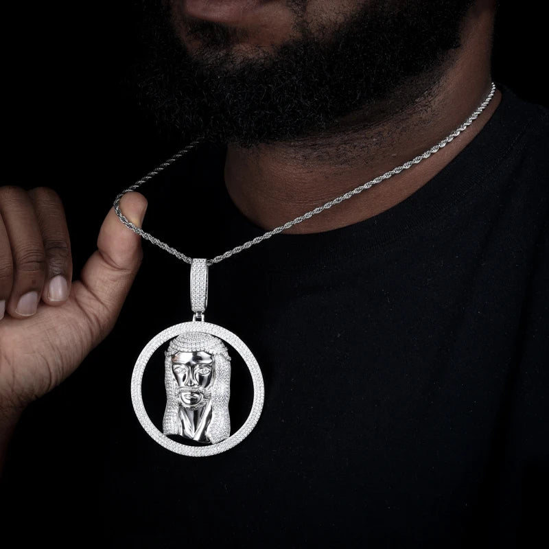 Iced Out Jesus Medallion Pendant for Men, image 5