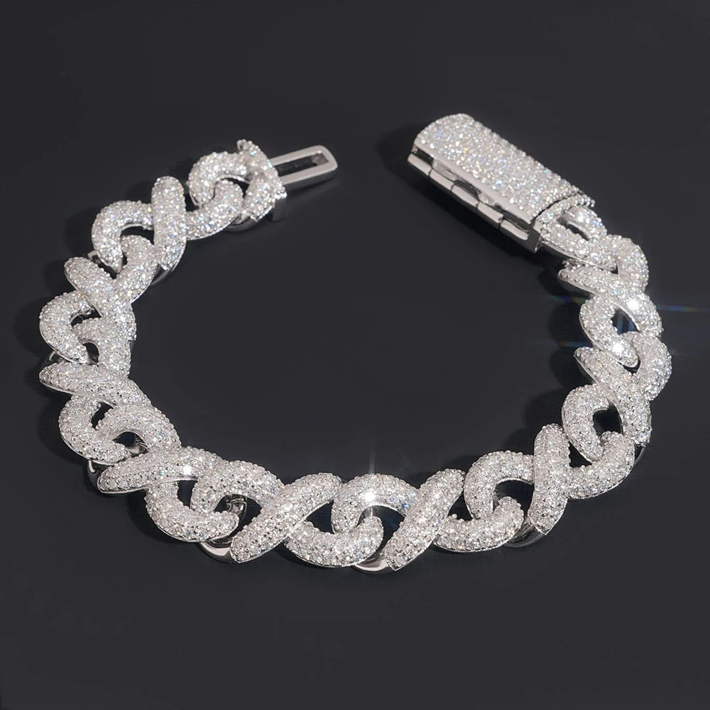 13mm Iced Out Moissanite Cuban Link Bracelet for Men
