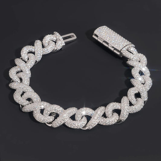 13mm Iced Out Moissanite Cuban Link Bracelet for Men