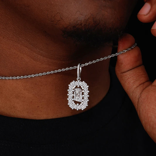Iced Out Moissanite Jesus Portrait Pendant Necklace for Men, image 6