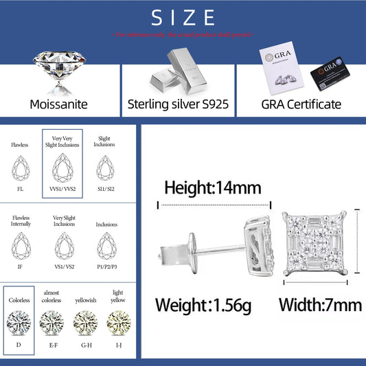 Baguette Square Stud Earrings, image 5
