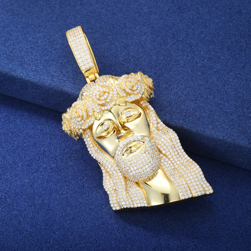 Iced Out Moissanite Jesus Pendant Necklace for Men, image 5