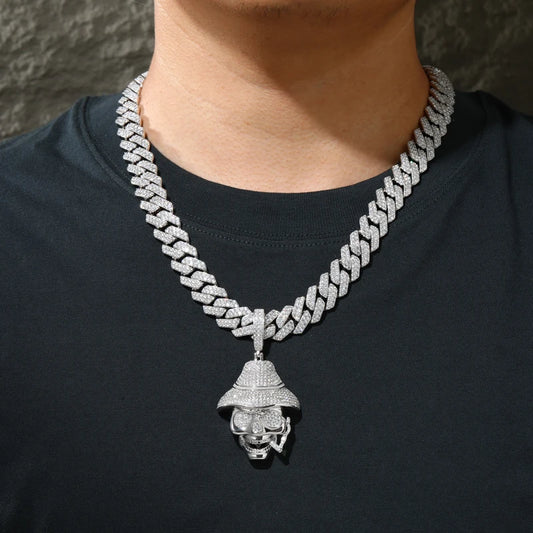 Iced Out Moissanite Smoking Skull Pendant Necklace for Men, image 6