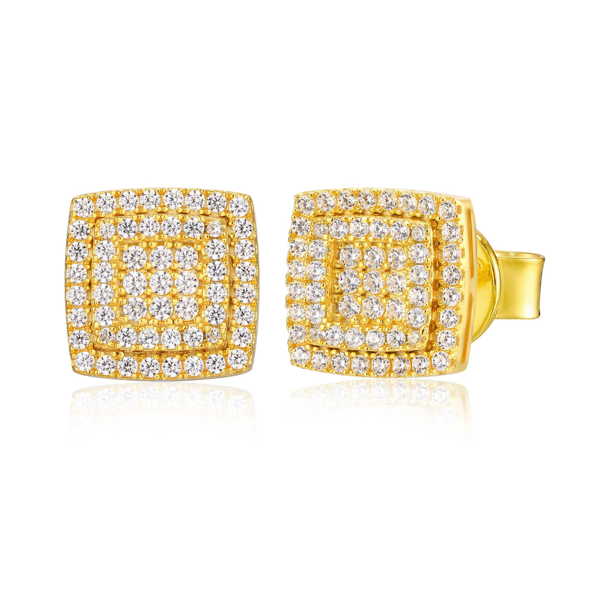 Iced Out Moissanite Triple Layer Square Stud Earrings for Men, image 9