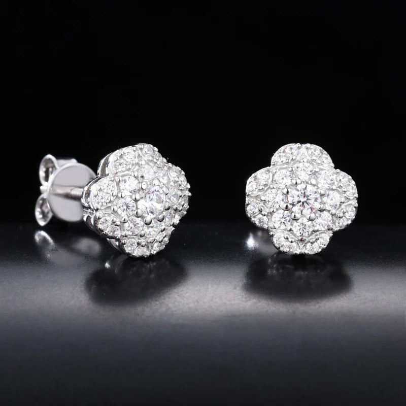 Moissanite Clover Cluster Stud Earrings, image 4