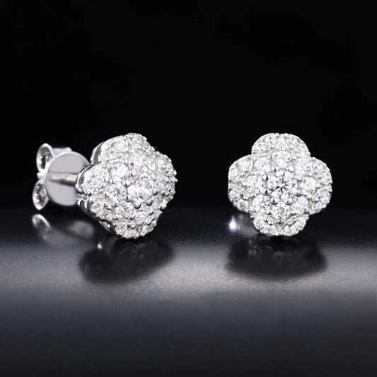 Moissanite Clover Cluster Stud Earrings, image 4