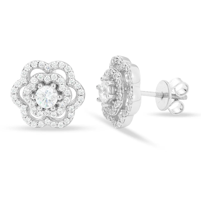Moissanite Rose Flower Stud Earrings, image 2