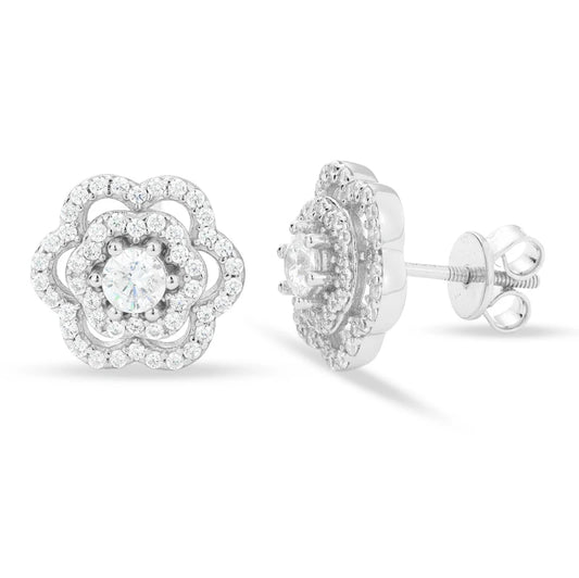 Moissanite Rose Flower Stud Earrings, image 2