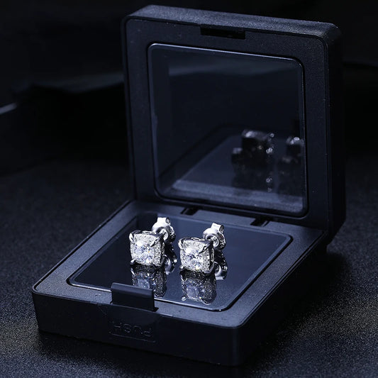 Round or Square Cut Moissanite Stud Earrings, image 6