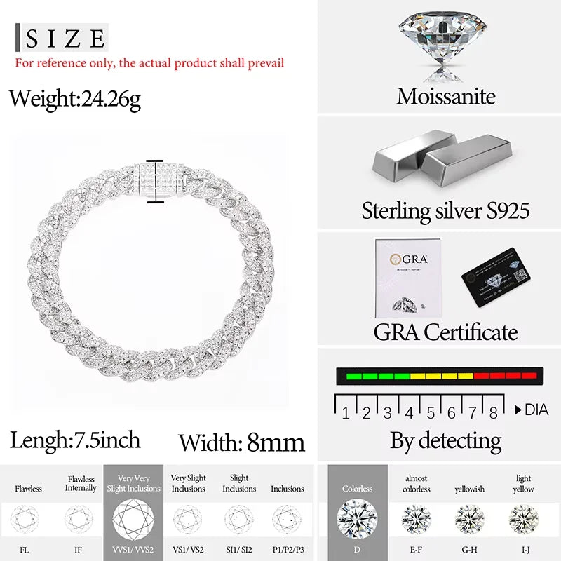 8mm Iced Out Cuban Link Bracelet for Men, image 7