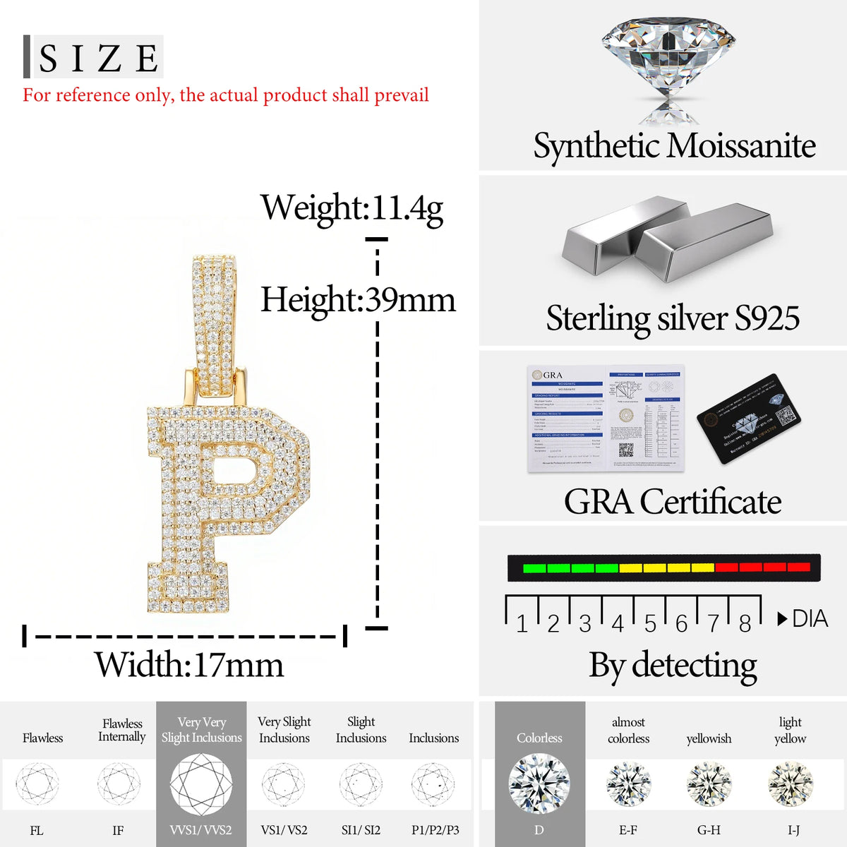 Moissanite Initial Pendant for Men, image 38