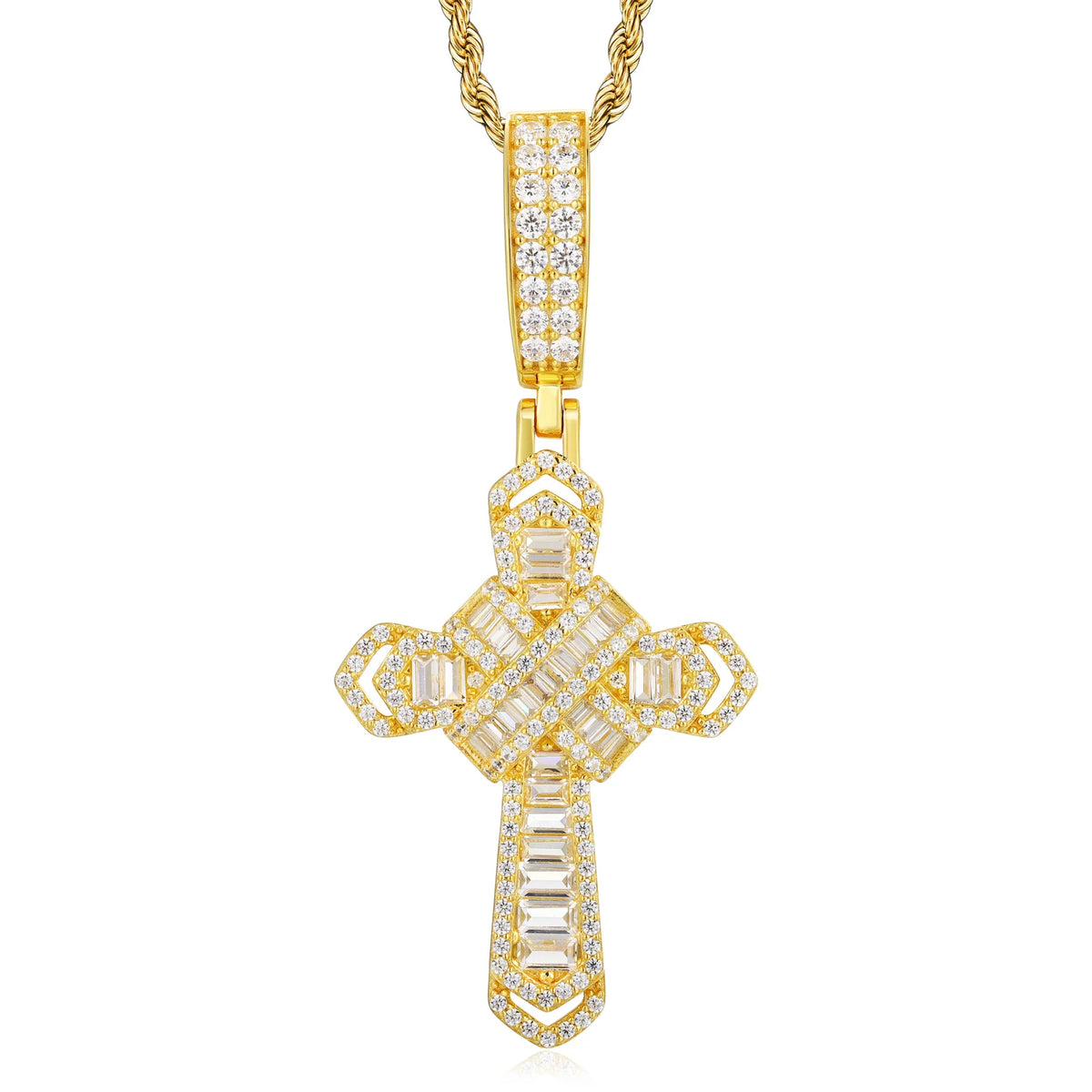 Iced Out Baguette Cross Pendant for Men, image 8