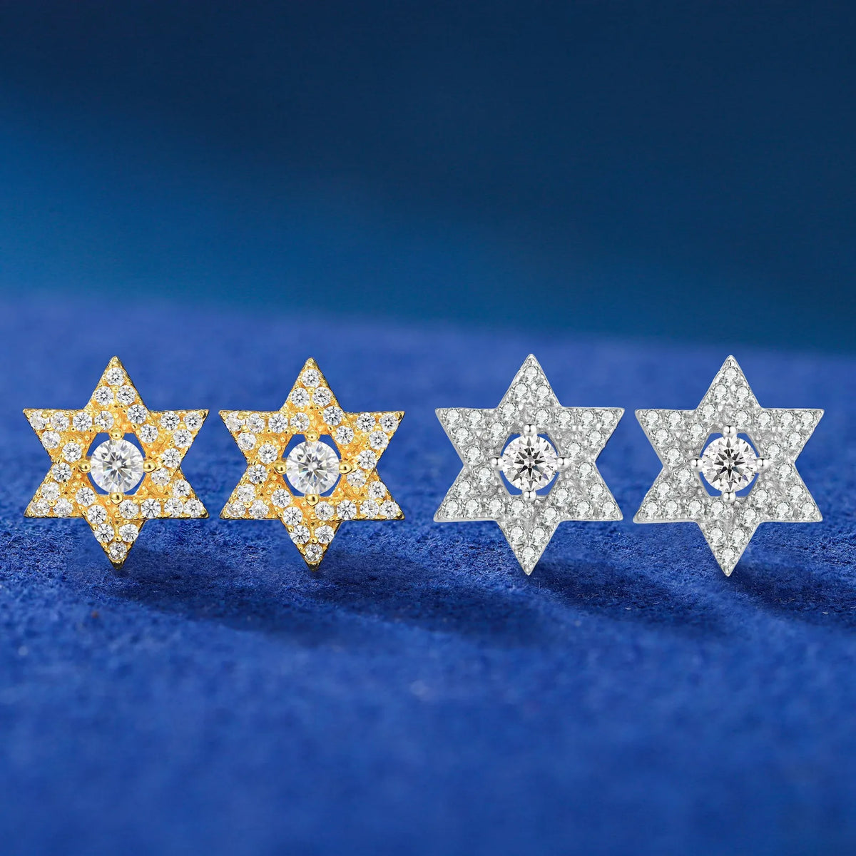 Star of David Micro Pave Stud Earrings, image 7