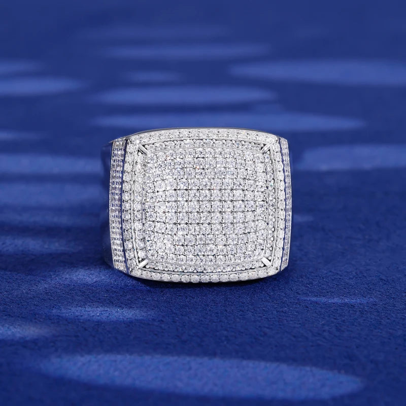 Iced Out Square Signet Ring for Men, image 6