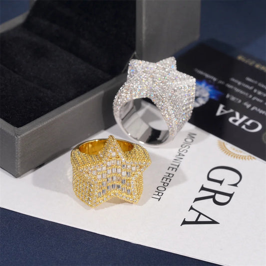 Iced Out Baguette Star Ring for Men, image 6