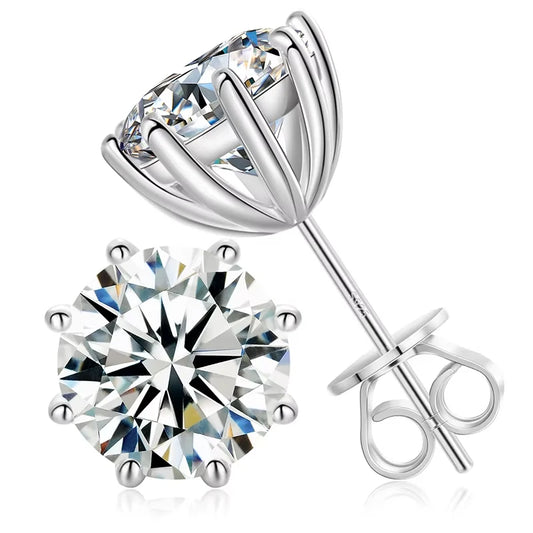 Round Cut Moissanite Stud Earrings