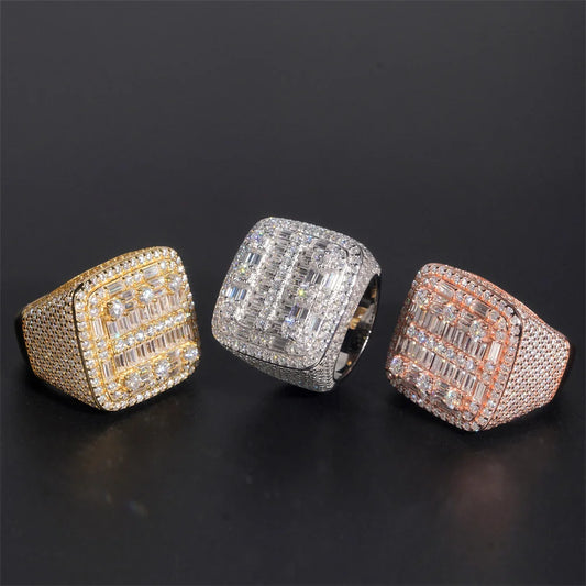 Iced Out Baguette Square Signet Ring for Men, image 2