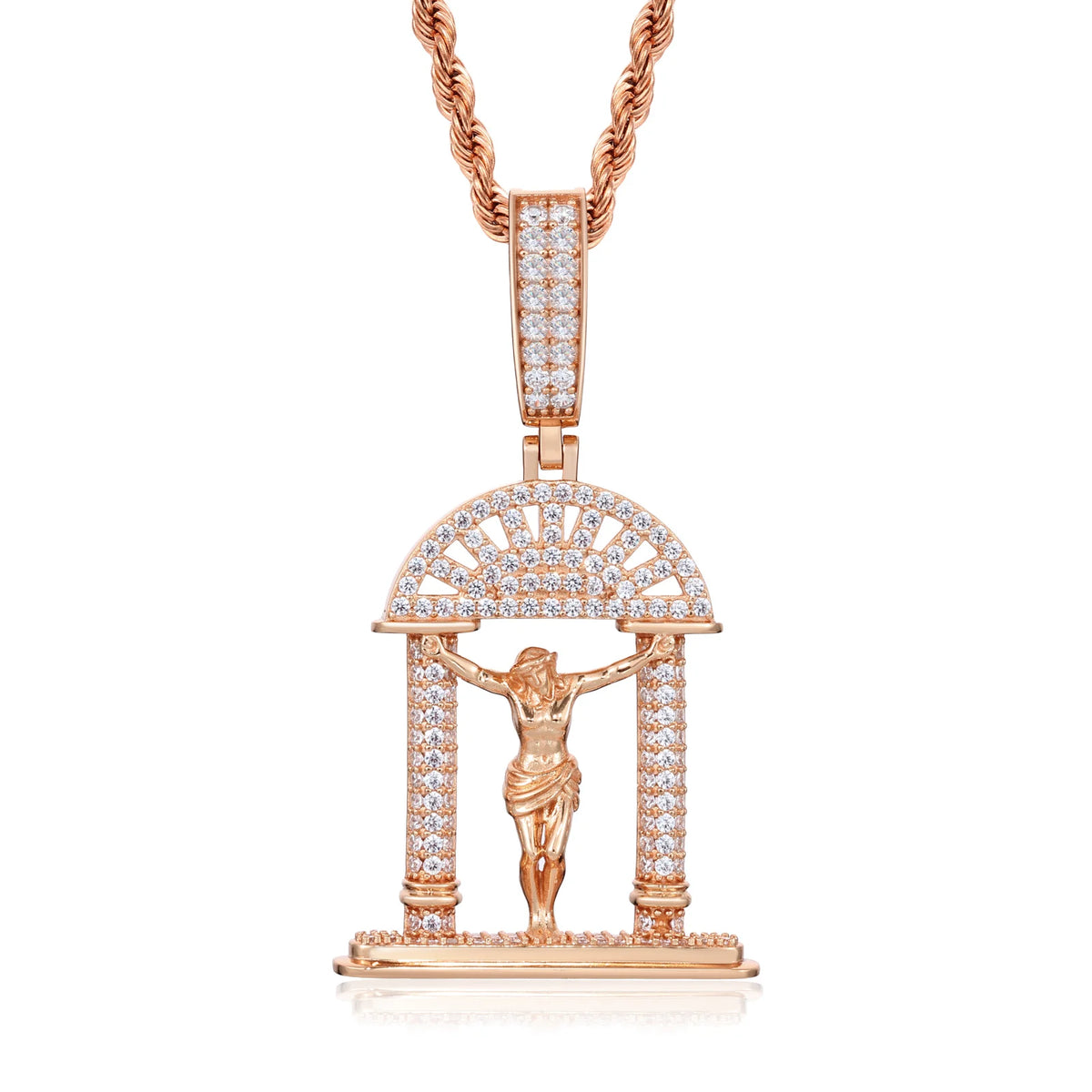 Iced Out Crucifix Arch Pendant Necklace for Men, image 8