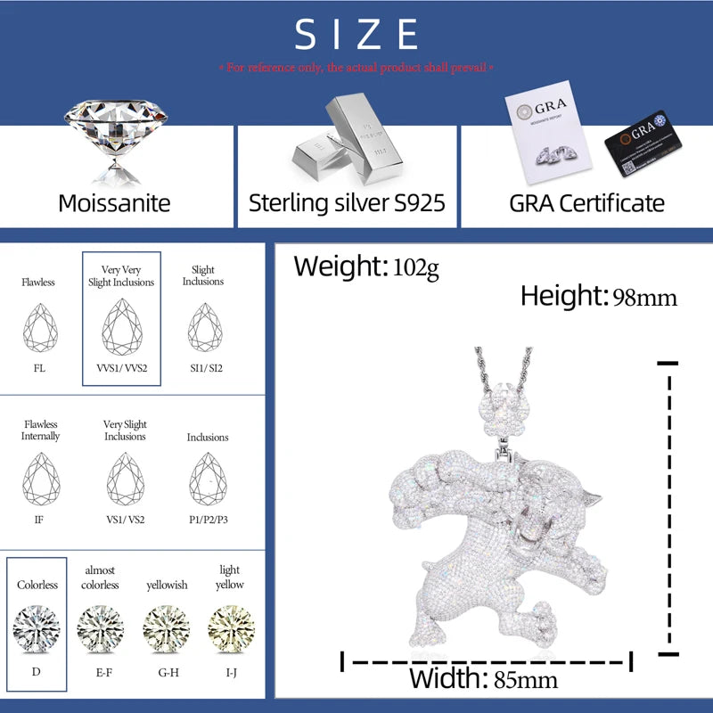 Iced Out Tiger Pendant Necklace for Men, image 3