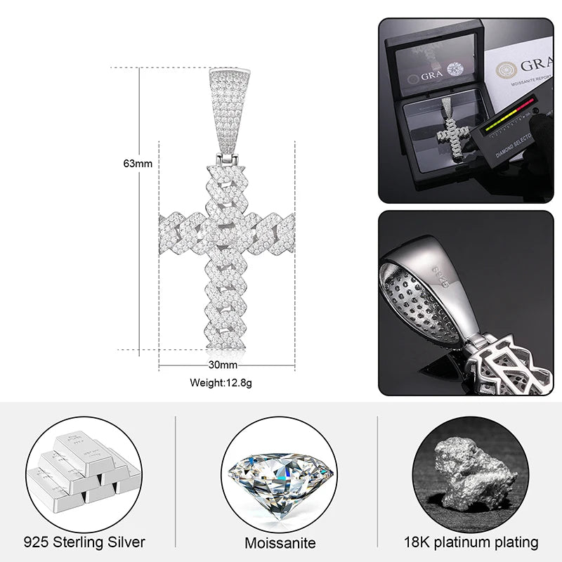 Iced Out Cross Pendant for Men, image 5