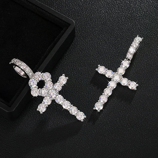 Moissanite Cross or Ankh Pendant with Tennis Chain, image 3