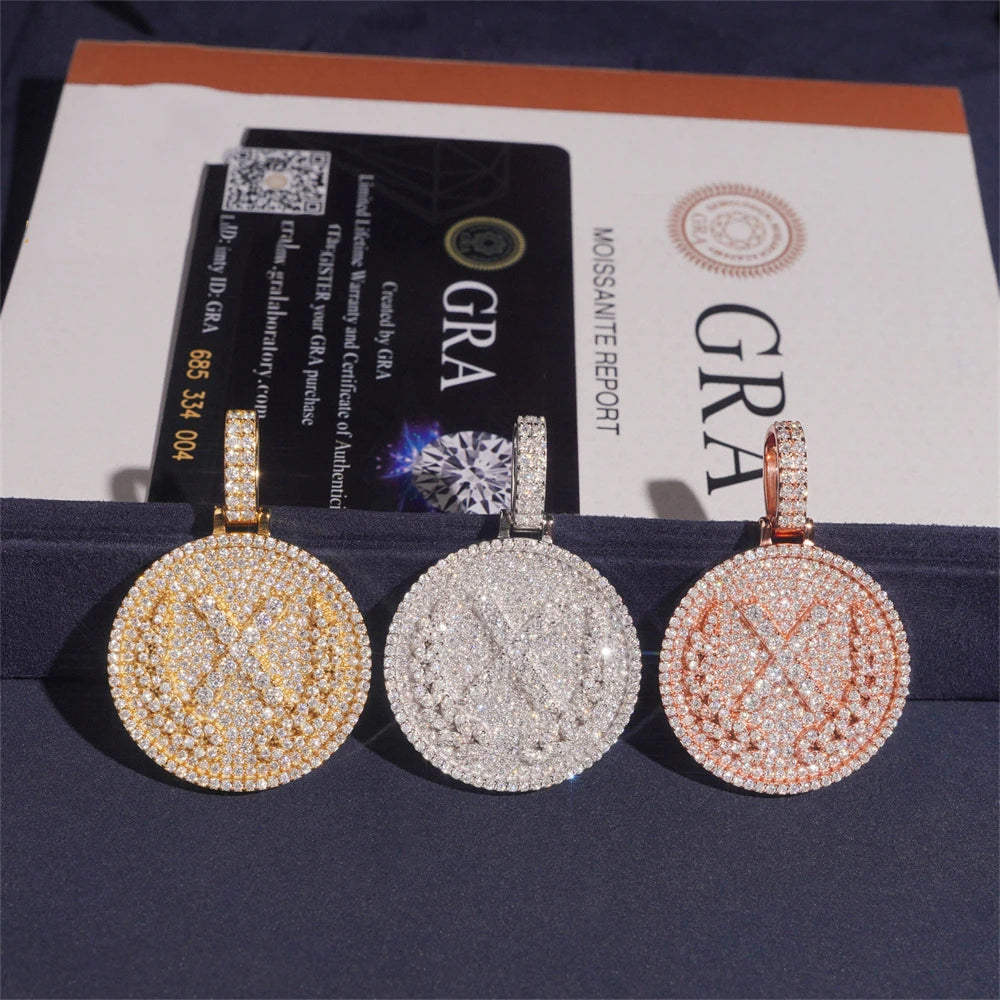 Iced Out Round Medallion Pendant Necklace for Men, image 4