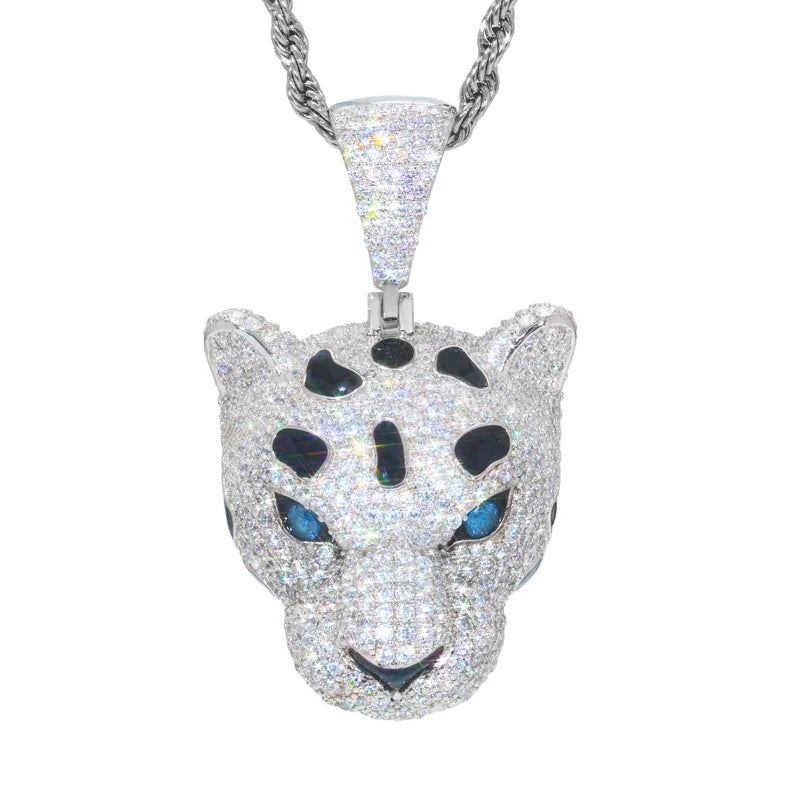 Iced Out Leopard Head Pendant for Men
