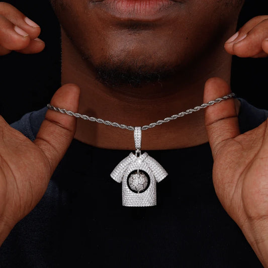 Iced Out Moissanite Football Jersey Pendant Necklace for Men, image 6