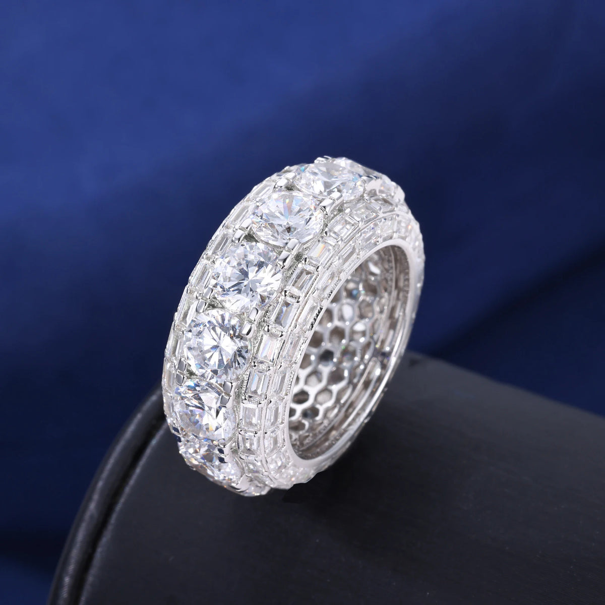 Iced Out Moissanite or Cubic Zirconia Wide Band Ring for Men, image 5