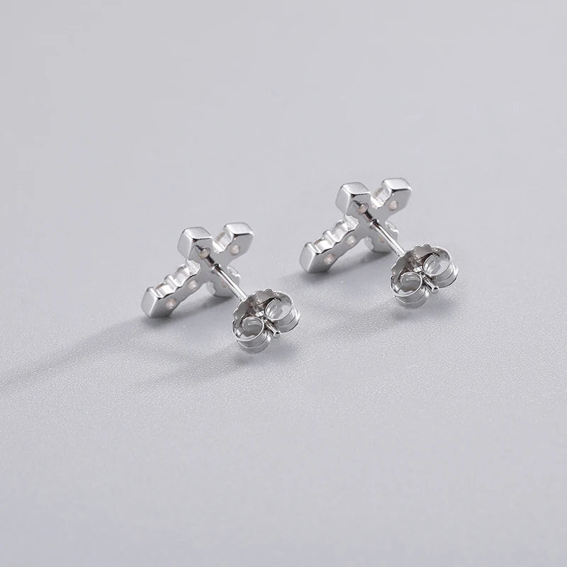 Moissanite Cross Stud Earrings, image 6