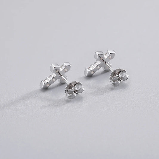 Moissanite Cross Stud Earrings, image 6