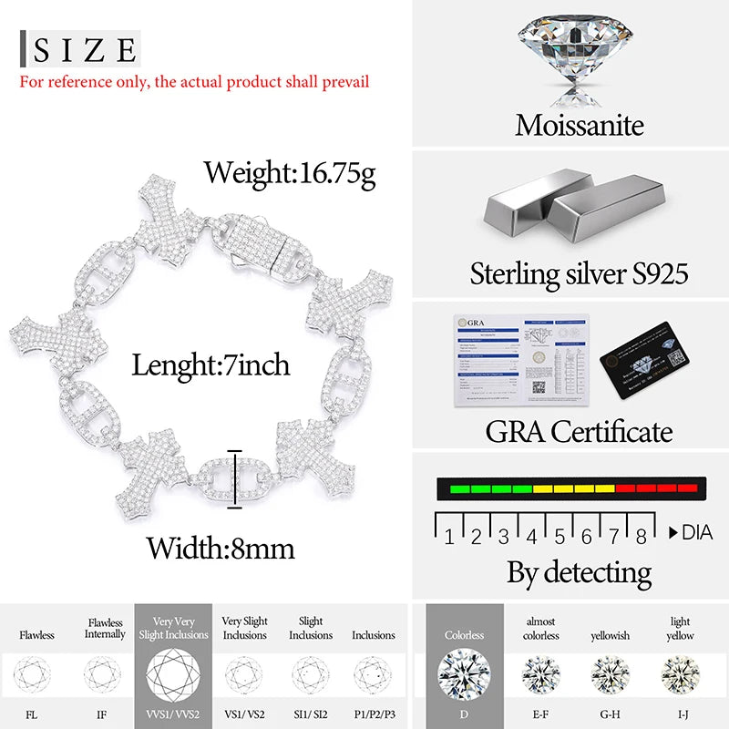 Iced Out Cross Link Bracelet, image 3