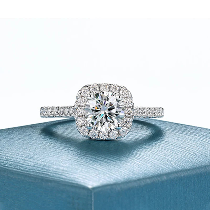 6.5mm 1ct Moissanite Halo Engagement Ring, image 2