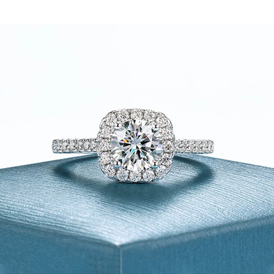 6.5mm 1ct Moissanite Halo Engagement Ring, image 2