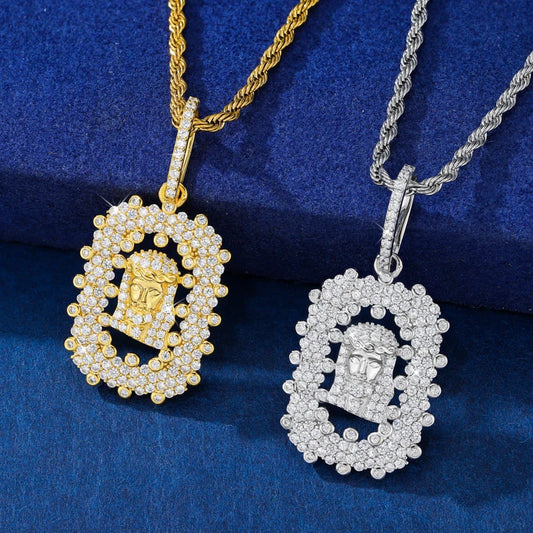 Iced Out Moissanite Jesus Portrait Pendant Necklace for Men, image 5
