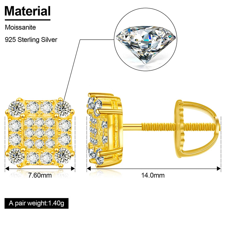 Moissanite Pave Square Stud Earrings, image 5